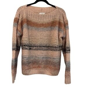 Numph Nucharlie Striped Mohair Wool Blend Metallic Knit Sweater Medium